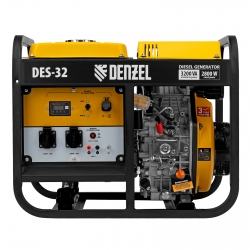 Генератор дизельный DES-32, 3,2 кВт, 230 В, 11 л, ручной стартер Denzel 