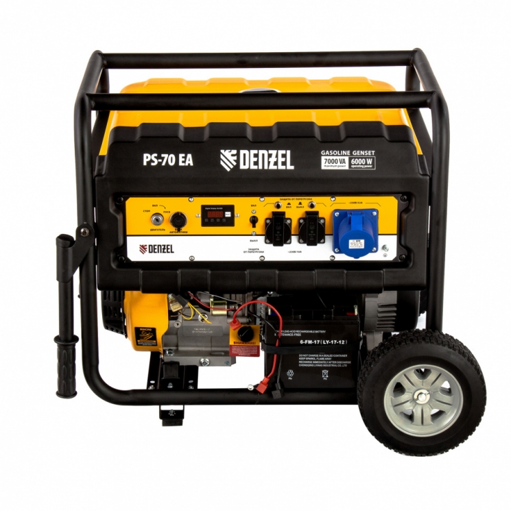 Генератор бензиновый PS 70 EA, 7,0 кВт, 230В, 25л, коннектор автоматики, электростартер// Denzel